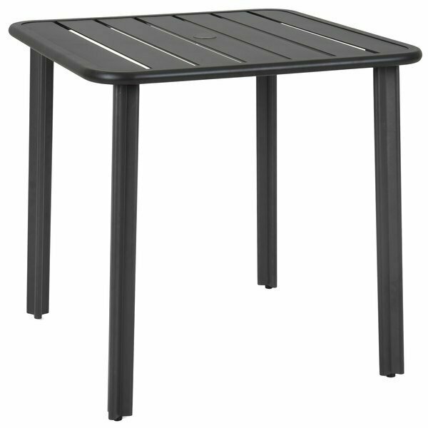 Bfm Seating BFM Vista 32'' Square Black Aluminum Outdoor / Indoor Standard Height Table with Umbrella Hole 163DVV3232BL